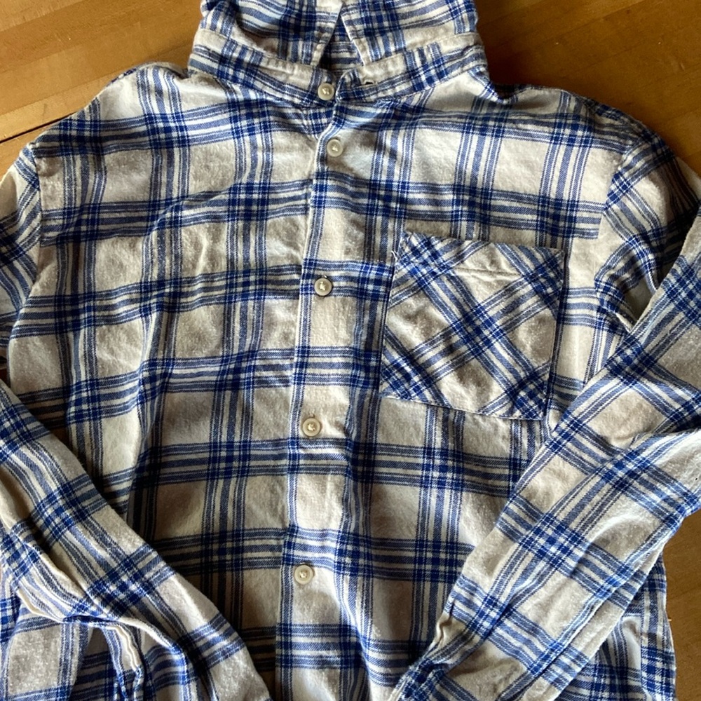 Boys long sleeve blue plaid button up